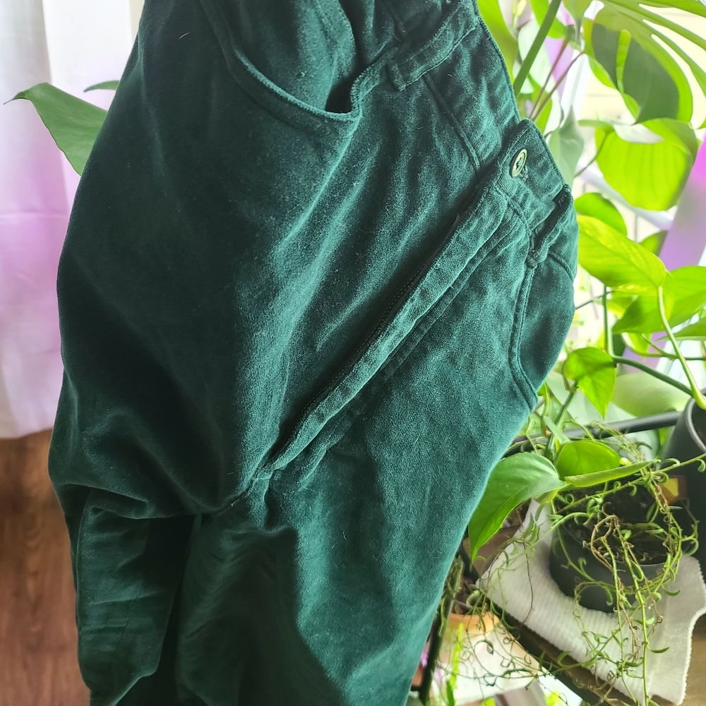 Green velvet High waisted pants